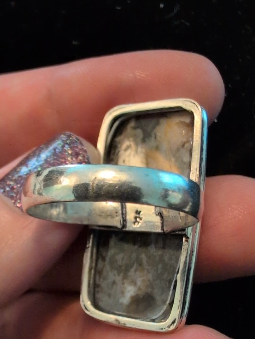 Rectangular Stick Agate Ring - Picture 6 of 9